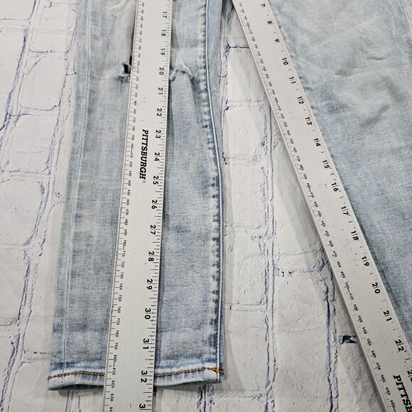 American Eagle WOMENS SIZE 2 Artist Crop Jeans Blue Low Rise Denim Distressed - Picture 5 of 16